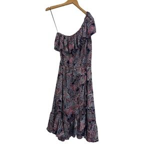 Parker Beverly One Shoulder Ruffle Paisley Dress Small
